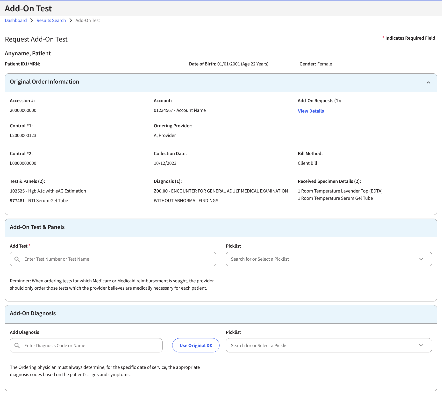 Get easy online access to request add-on tests to existing orders. In Labcorp Link, you can add tests to orders from any source—your EHR, Labcorp Link and manual requisitions