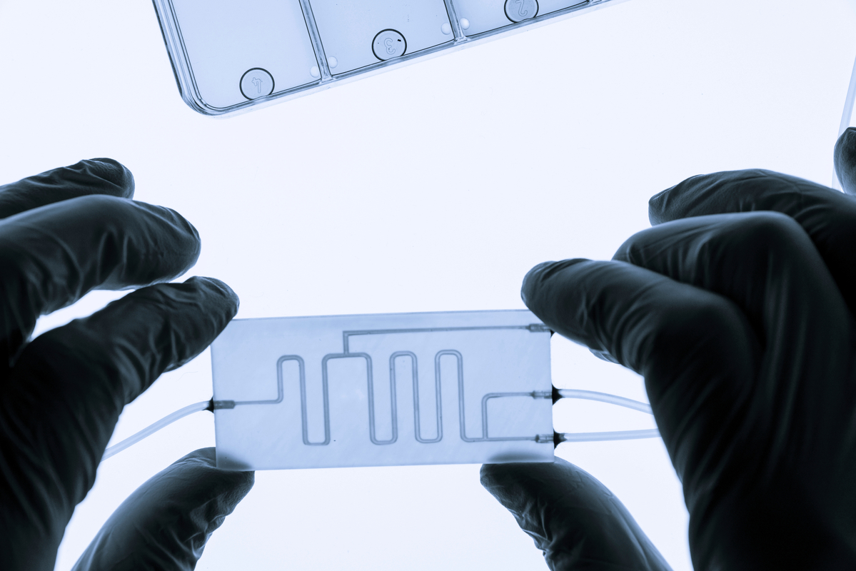 Organ-on-a-chip. This is a microfluidic device that simulates biological organs.